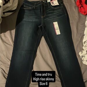 Time and Tru Women's High Rise Jeans - Deep Blue